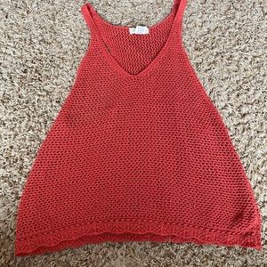 Red Orange Crochet Tank Top
